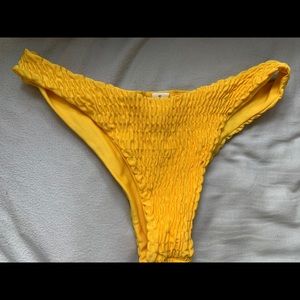 Yellow Ruched Cheeky Swim Suit Bottoms